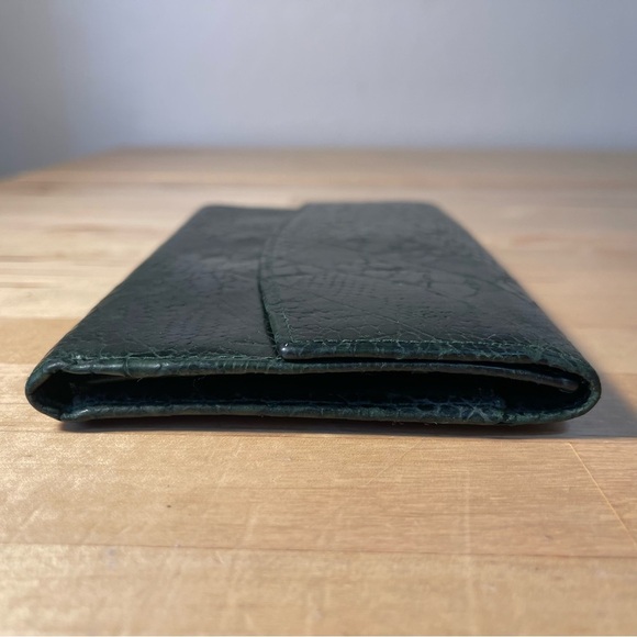 Abas Avatar Alligator embossed green leather trifold wallet/organizer - Picture 4 of 16
